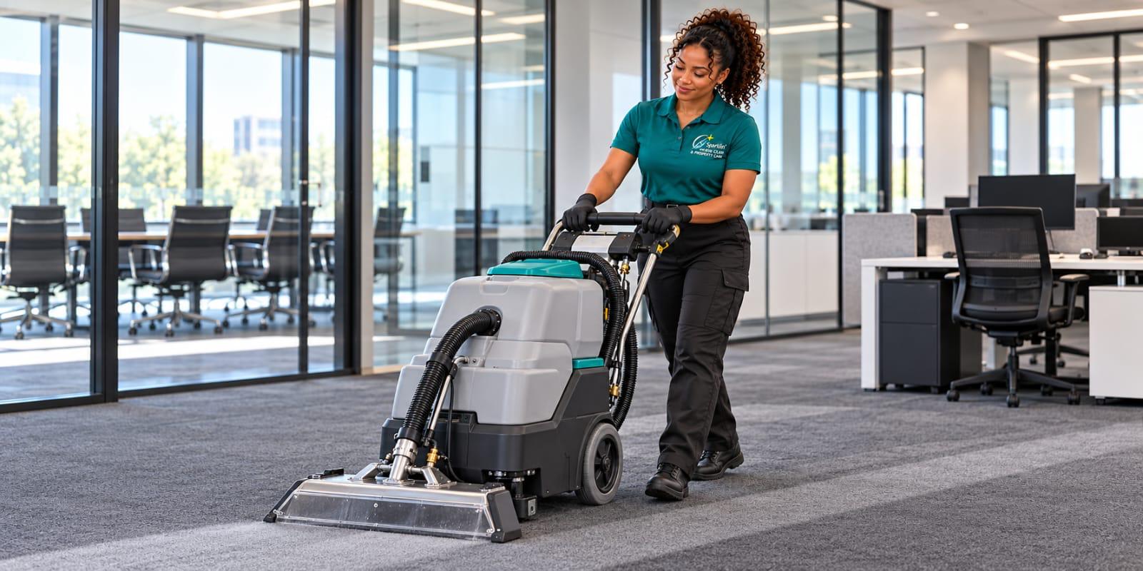 Office carpet being cleaned